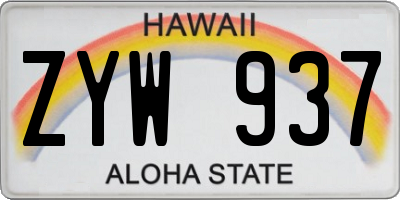 HI license plate ZYW937