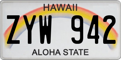 HI license plate ZYW942
