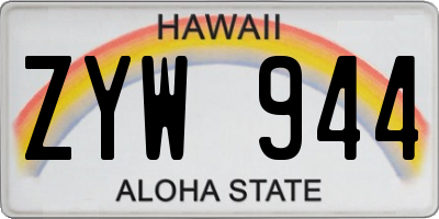 HI license plate ZYW944