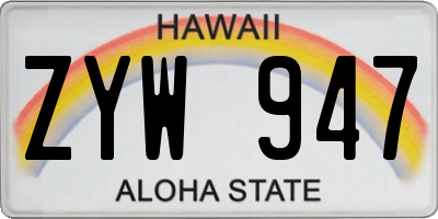 HI license plate ZYW947