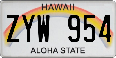 HI license plate ZYW954