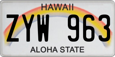 HI license plate ZYW963