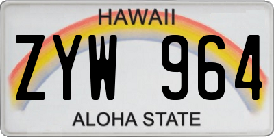 HI license plate ZYW964