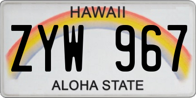 HI license plate ZYW967