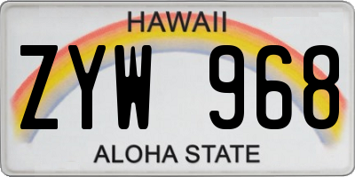 HI license plate ZYW968