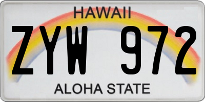 HI license plate ZYW972