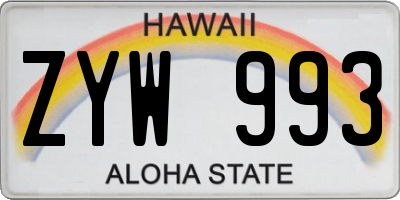 HI license plate ZYW993
