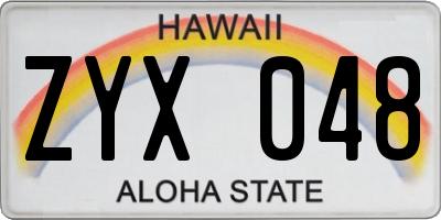 HI license plate ZYX048