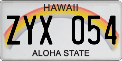 HI license plate ZYX054