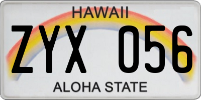HI license plate ZYX056