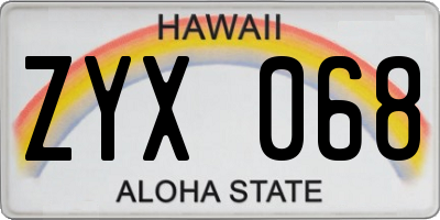 HI license plate ZYX068