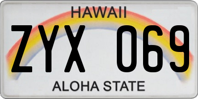 HI license plate ZYX069