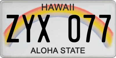HI license plate ZYX077