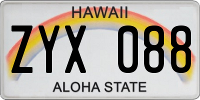 HI license plate ZYX088