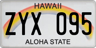 HI license plate ZYX095