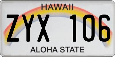 HI license plate ZYX106
