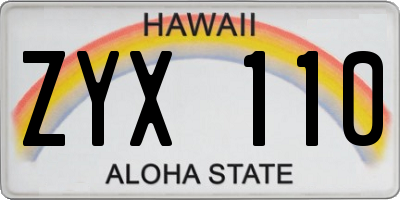 HI license plate ZYX110