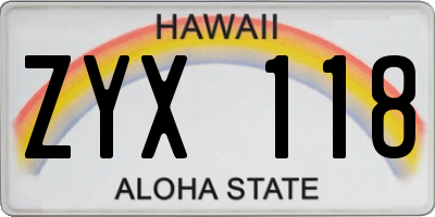 HI license plate ZYX118