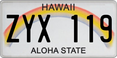 HI license plate ZYX119