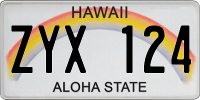 HI license plate ZYX124