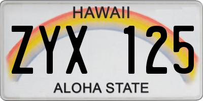 HI license plate ZYX125