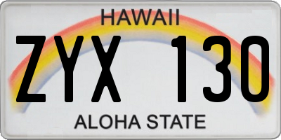 HI license plate ZYX130