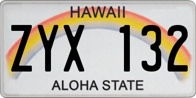HI license plate ZYX132