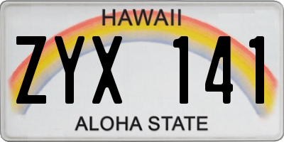 HI license plate ZYX141