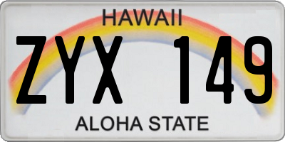 HI license plate ZYX149