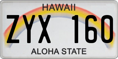 HI license plate ZYX160