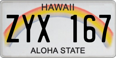 HI license plate ZYX167