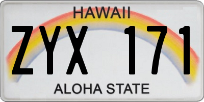 HI license plate ZYX171