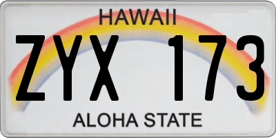 HI license plate ZYX173