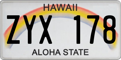 HI license plate ZYX178