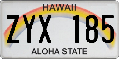 HI license plate ZYX185