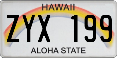 HI license plate ZYX199
