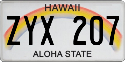 HI license plate ZYX207