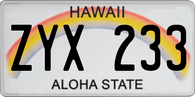 HI license plate ZYX233