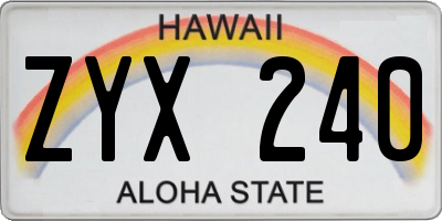 HI license plate ZYX240