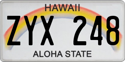 HI license plate ZYX248