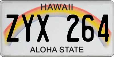 HI license plate ZYX264