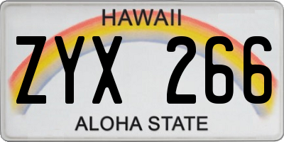 HI license plate ZYX266