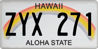 HI license plate ZYX271