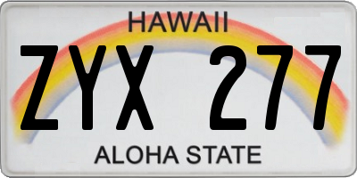 HI license plate ZYX277