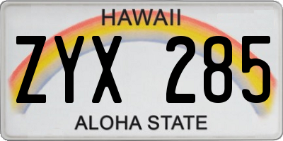 HI license plate ZYX285