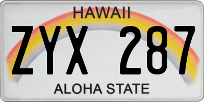 HI license plate ZYX287