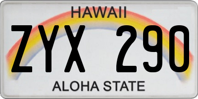 HI license plate ZYX290