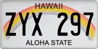 HI license plate ZYX297