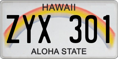 HI license plate ZYX301