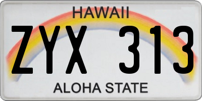 HI license plate ZYX313
